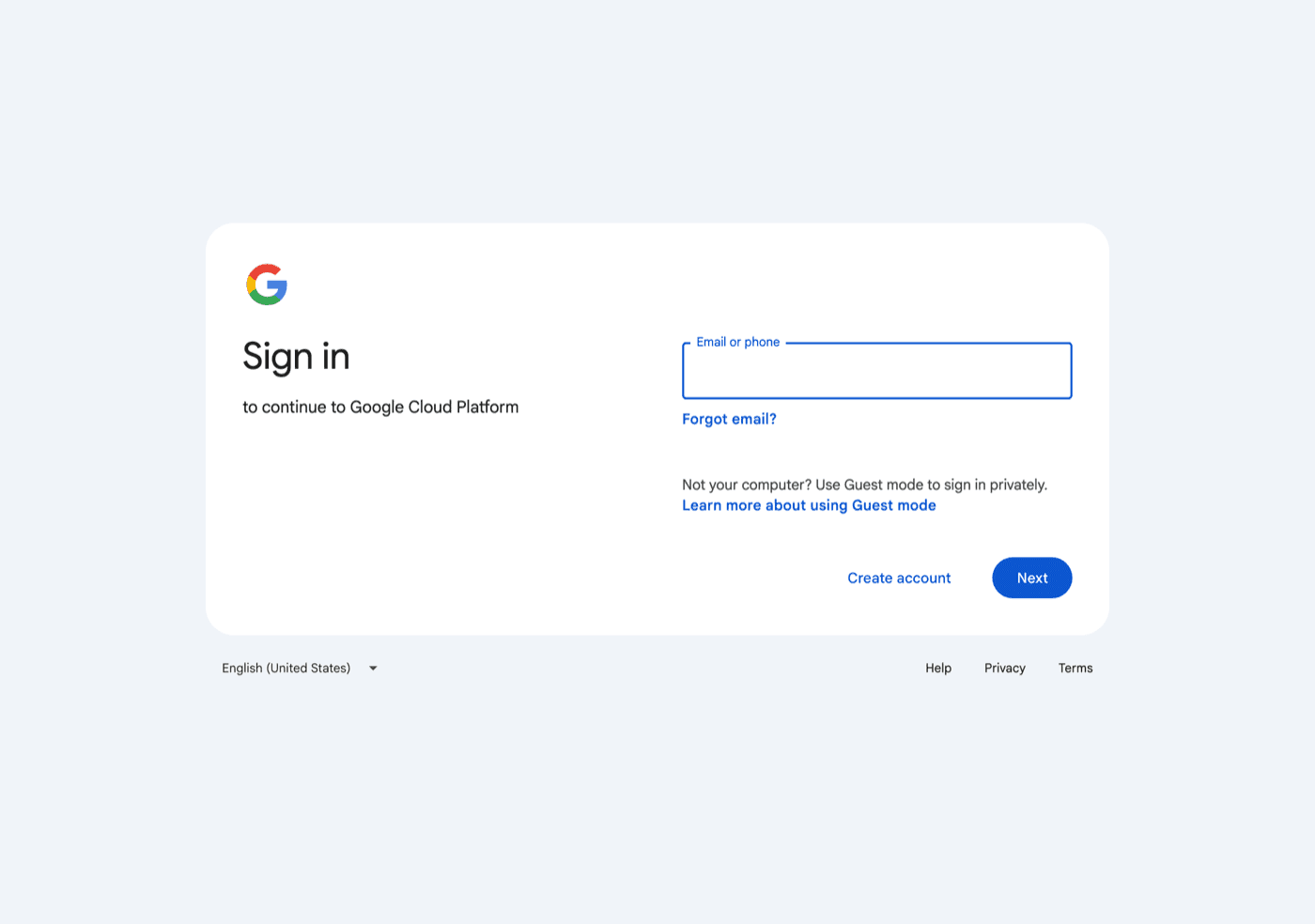 A Google sign-in screen