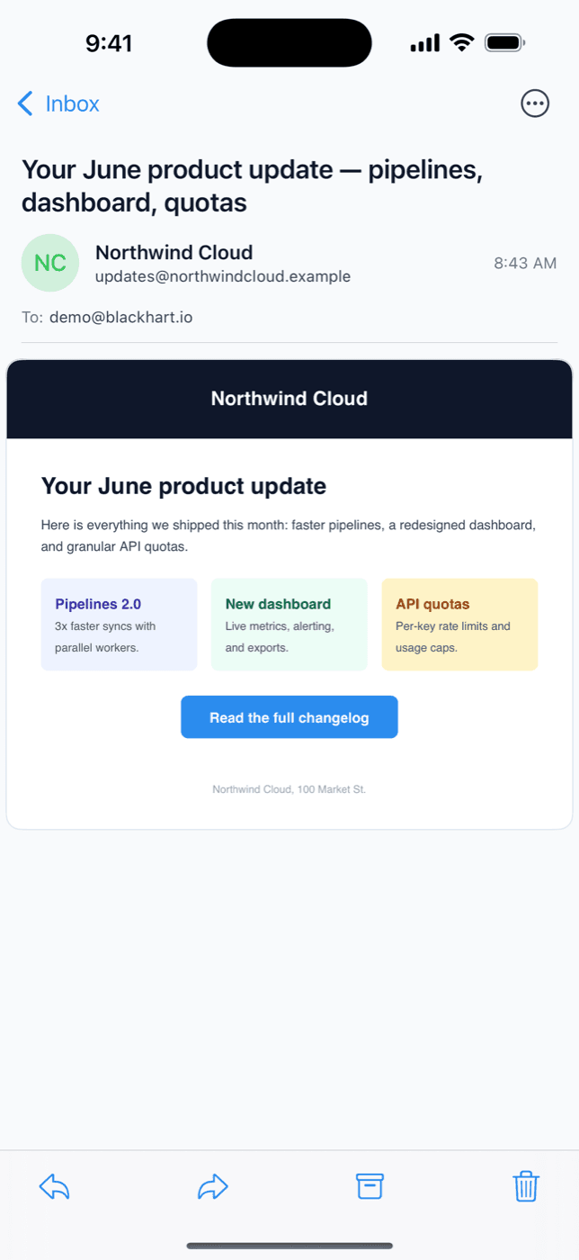 Reading and replying to a message in the Mailpipe iOS app
